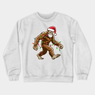 Bigfoot Santa Christmas Tree Lights Crewneck Sweatshirt